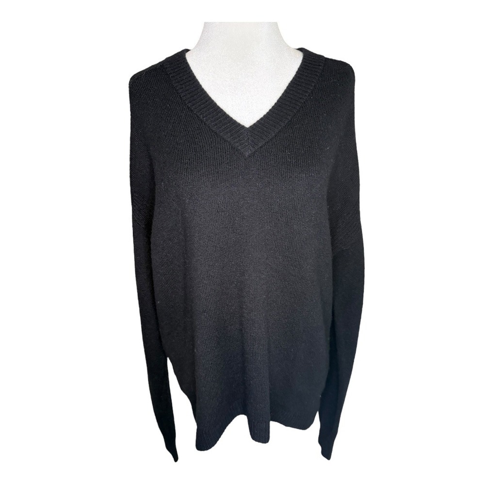 Caslon V-Neck Sweater Soft Knit Classic Comfy Pullover Black Size Small‎ NWOT